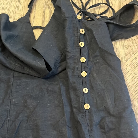 Free people Josie Dress black mini open back sexy date night large NWOT - Picture 7 of 8